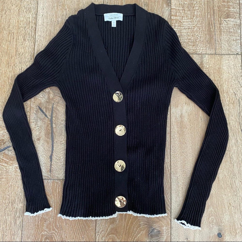 & Other Stories Paris Atelier Black Ribbed Cardigan